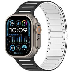 Cinturino magnetico bicolore per Apple Watch da 46 mm / 49 mm / 45 mm / 44 mm, modello Colorful Spirit Piano, morbido (nero e bianco)