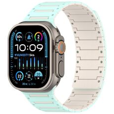 Cinturino magnetico bicolore per Apple Watch da 46 mm / 49 mm / 45 mm / 44 mm, modello Colorful Spirit Piano, morbido (Mint Starlight)