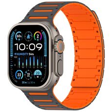 Cinturino magnetico bicolore per Apple Watch da 46 mm / 49 mm / 45 mm / 44 mm, modello Colorful Spirit Piano, morbido (grigio-arancione)
