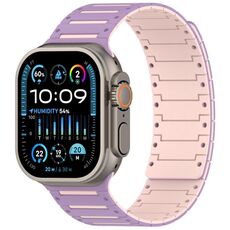 Cinturino magnetico bicolore per Apple Watch da 46 mm / 49 mm / 45 mm / 44 mm, modello Colorful Spirit Piano, morbido (lavanda e sabbia)