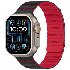 Cinturino magnetico a nido d'ape per Apple Watch 46 mm / 49 mm / 45 mm / 44 mm (nero rosso)