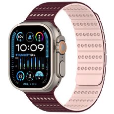 Cinturino magnetico a nido d'ape per Apple Watch da 46 mm / 49 mm / 45 mm / 44 mm (bordeaux satinato)