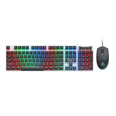 iMICE AN-350 - Set di tastiera e mouse da gioco cablati con tasti sospesi e sensazione meccanica luminosa (nero)