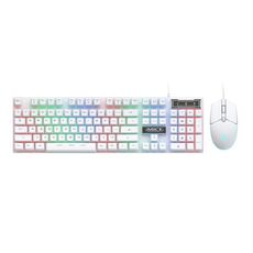iMICE AN-350 - Set di tastiera e mouse da gioco cablati con tasti sospesi e sensazione meccanica luminosa (bianco)