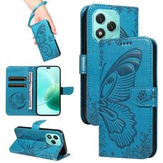 For Honor 400 Lite Swallowtail Butterfly Embossed Leather Phone Case(Blue)