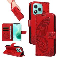 For Honor 400 Lite Swallowtail Butterfly Embossed Leather Phone Case(Red)