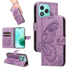For Honor 400 Lite Swallowtail Butterfly Embossed Leather Phone Case(Purple)