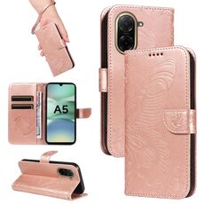 For Redmi A5 4G 173.3mm Swallowtail Butterfly Embossed Leather Phone Case(Rose Gold)