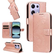 For Redmi Note 14S 4G / Note 13 Pro 4G Swallowtail Butterfly Embossed Leather Phone Case(Rose Gold)