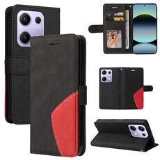 For Redmi Note 14S 4G / Note 13 Pro 4G Dual-color Splicing Flip Leather Phone Case(Black)