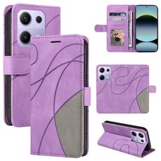 For Redmi Note 14S 4G / Note 13 Pro 4G Dual-color Splicing Flip Leather Phone Case(Purple)