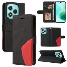 For Honor 400 Lite Dual-color Splicing Flip Leather Phone Case(Black)