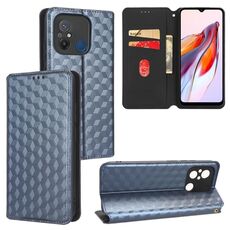For Redmi 12C / 11A 4G Cubic Grid Texture Flip Leather Phone Case(Blue)