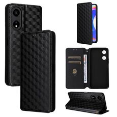 For Honor X5 Plus Cubic Grid Texture Flip Leather Phone Case(Black)