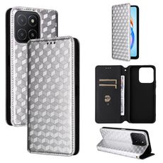 For Honor X5b / X5b Plus Cubic Grid Texture Flip Leather Phone Case(Silver)