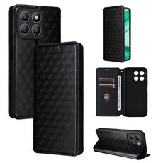 For Honor X8c 4G Cubic Grid Texture Flip Leather Phone Case(Black)
