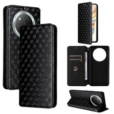 For Honor X60 Pro 5G / X9c 5G Cubic Grid Texture Flip Leather Phone Case(Black)