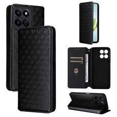 For Honor Play 60 Plus Cubic Grid Texture Flip Leather Phone Case(Black)
