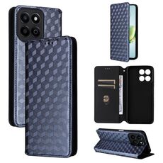 For Honor Play 60 Plus Cubic Grid Texture Flip Leather Phone Case(Blue)