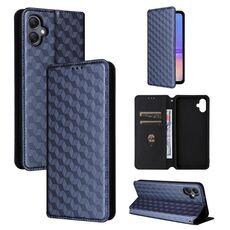 For Samsung Galaxy A05 Cubic Grid Texture Flip Leather Phone Case(Blue)