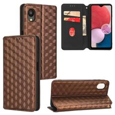 For Samsung Galaxy A23e / A23s Cubic Grid Texture Flip Leather Phone Case(Brown)