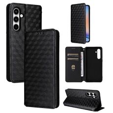 For Samsung Galaxy A35 5G Cubic Grid Texture Flip Leather Phone Case(Black)