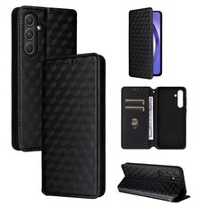 For Samsung Galaxy A55 5G Cubic Grid Texture Flip Leather Phone Case(Black)