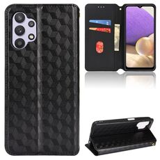 For Samsung Galaxy A13 4G Cubic Grid Texture Flip Leather Phone Case(Black)