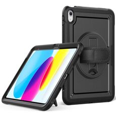 For iPad 2025 / 2022 Honeycomb Hand Grip Turntable Stand Tablet Case(Black)