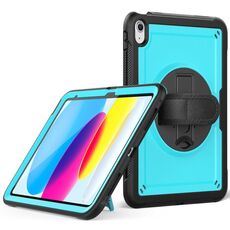 For iPad 2025 / 2022 Honeycomb Hand Grip Turntable Stand Tablet Case(Light Blue)