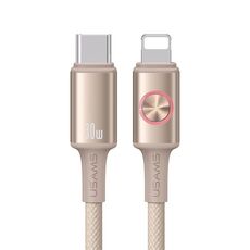 Cavo dati USAMS SJ753 da 30 W tipo C a 8 pin in lega di alluminio con luce colorata, lunghezza: 1,2 m (oro)