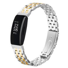 Cinturino in acciaio con fibbia a fionda a cinque perle per Fitbit Inspire 1 / Inspire 2 (argento/oro)