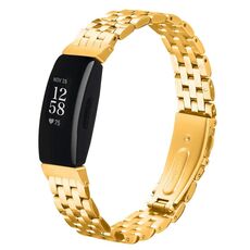 Cinturino in acciaio con fibbia a fionda a cinque perle per Fitbit Inspire 1 / Inspire 2 (oro)