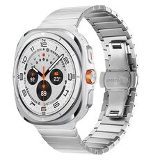 For Samsung Galaxy Watch Ultra 47mm One-bead Butterfly Buckle Stainless Steel Watch Band(Silver)