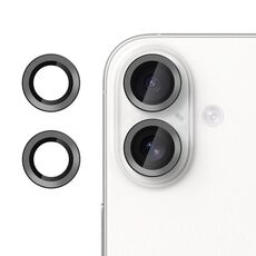 Pellicola in vetro temperato ultrasottile per obiettivo della fotocamera individuale Klebol No Flicker per iPhone 16 (nero)