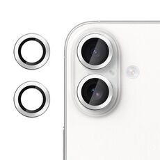 Pellicola in vetro temperato ultrasottile per obiettivo della fotocamera individuale Klebol No Flicker per iPhone 16 (argento)