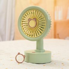 Ventilatore da tavolo USB per studenti, piccolo, con orecchie di animale sostituibili, batteria al litio multi-velocità, silenzioso, colore: orso verde