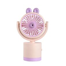 Ventilatore da tavolo a forma di coniglio con ricarica USB, con direzione del vento regolabile su e giù (rosa)