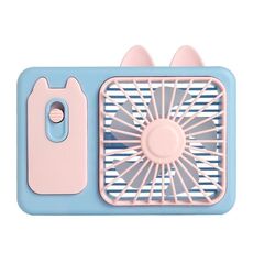 Cute Cartoon Kitten Camera Handheld Large Wind Rechargeable Fan With Stand Desktop Fan(Pink)