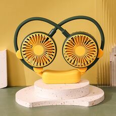 Ventilatore da collo pieghevole da esterno, portatile, ricaricabile tramite USB, regalo estivo, colore: verde orso