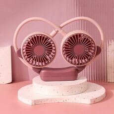Ventilatore da collo pieghevole da esterno, portatile, ricaricabile tramite USB, regalo estivo, colore: orso rosa viola