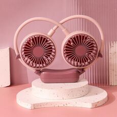 Outdoor Folding Mini Neck Fan Portable USB Rechargeable Summer Gift Fan, Color: Devil Pink Purple