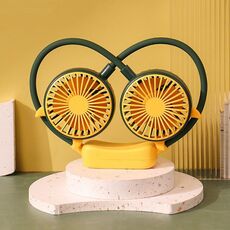 Outdoor Folding Mini Neck Fan Portable USB Rechargeable Summer Gift Fan, Color: Devil Green
