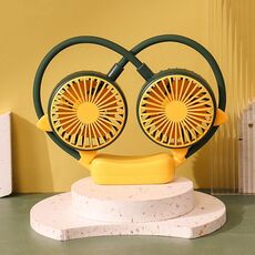 Outdoor Folding Mini Neck Fan Portable USB Rechargeable Summer Gift Fan, Color: Cat Ears Green