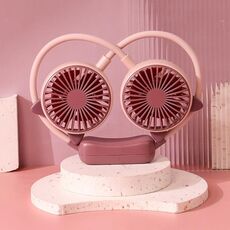 Ventilatore da collo pieghevole per esterni, portatile, ricaricabile tramite USB, regalo estivo, colore: orecchie di gatto, rosa e viola
