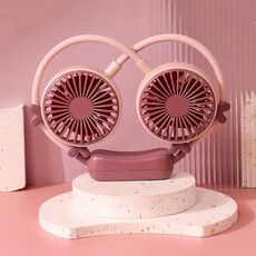 Outdoor Folding Mini Neck Fan Portable USB Rechargeable Summer Gift Fan, Color: Deer Pink Purple
