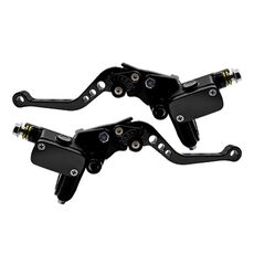 1pair Universal Aluminum Alloy Left and Right Hydraulic Clutch Motorcycle Brake Pump(Black)