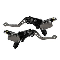 1pair Universal Aluminum Alloy Left and Right Hydraulic Clutch Motorcycle Brake Pump(Titanium)