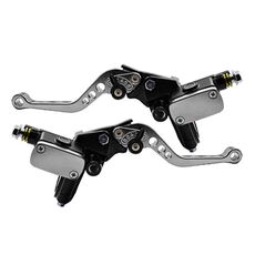 1pair Universal Aluminum Alloy Left and Right Hydraulic Clutch Motorcycle Brake Pump(Silver)
