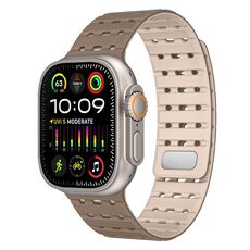Cinturino in silicone magnetico traspirante bicolore per Apple Watch 46 mm / 49 mm / 45 mm / 44 mm (marrone albicocca)
